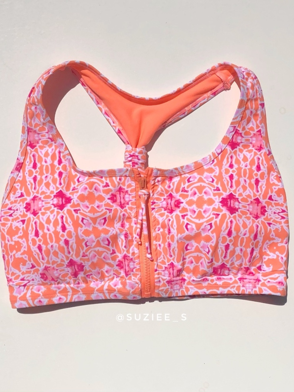 Adore Me Pink Orange Abstract Zipper Bikini Bra Top 1X NWT
